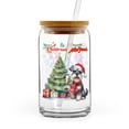 thumbnail image 1 of Merry Christmas and Happy New Year Santa Schnauzer Holiday Xmas Winter 2025 16oz Glass Cup Mug Miniature Schnauzer Dog Lover Glass Can with Bamboo Lid and Straw - 00024, 1 of 5