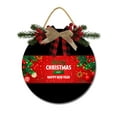 thumbnail image 1 of Merry Christmas And Happy New Year Sign Front for Door Decoration, 12 in Round Wood Wreaths Wall Hanging Outdoor, Farmhouse, Porch, for Spring Summer Fall All Seasons Holiday Christmas, 1 of 5