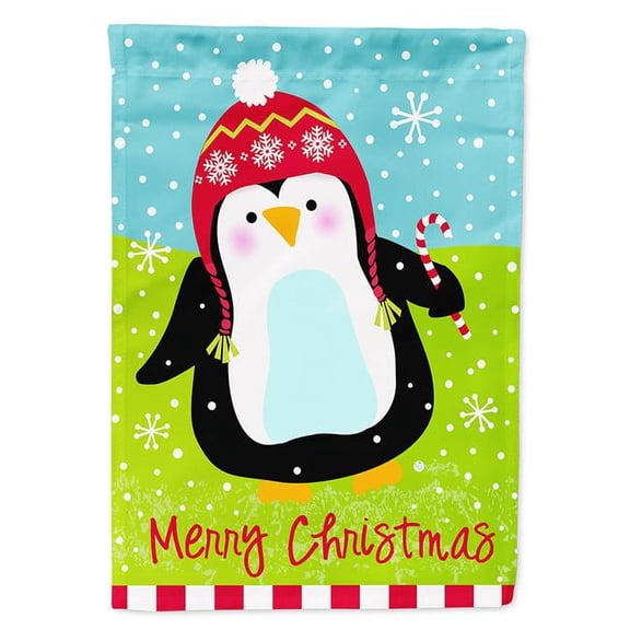 Merry Christmas Happy Penguin Garden Size Flag