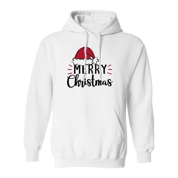 Merry Christmas Hat Adult Hooded Sweatshirt