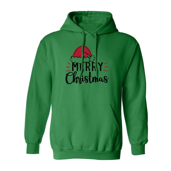 Merry Christmas Hat Adult Hooded Sweatshirt