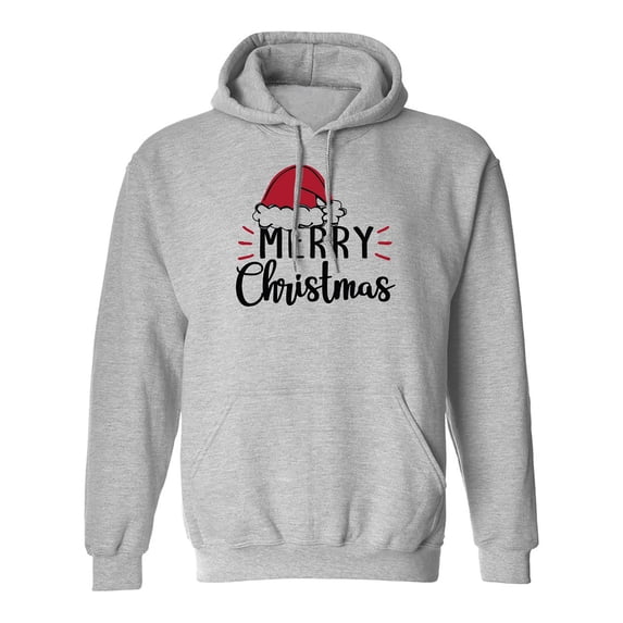 Merry Christmas Hat Adult Hooded Sweatshirt