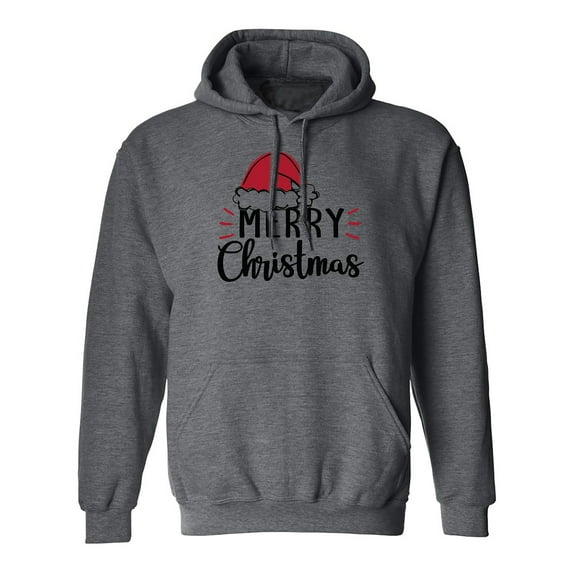 Merry Christmas Hat Adult Hooded Sweatshirt