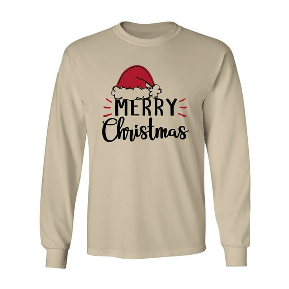 Merry Christmas Hat Adult Long Sleeve T-shirt