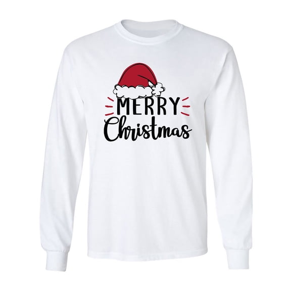 Merry Christmas Hat Adult Long Sleeve T-shirt
