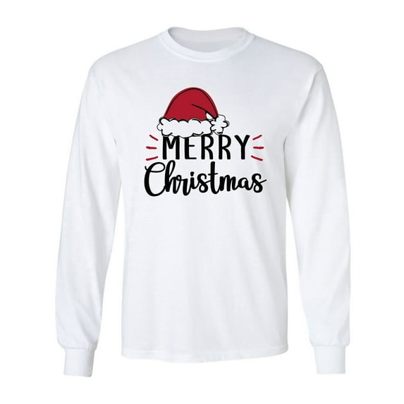 Merry Christmas Hat Adult Long Sleeve T-shirt