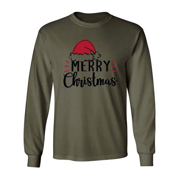 Merry Christmas Hat Adult Long Sleeve T-shirt
