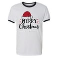 thumbnail image 1 of Merry Christmas Hat Adult Short Sleeve Ringer T-shirt, 1 of 3