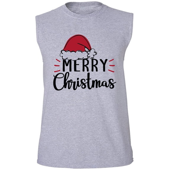 Merry Christmas Hat Adult Sleeveless Tee