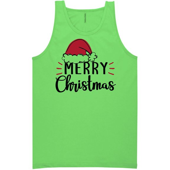Merry Christmas Hat Neon Tank Top
