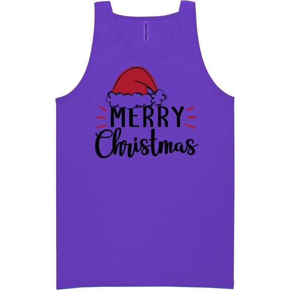 Merry Christmas Hat Neon Tank Top