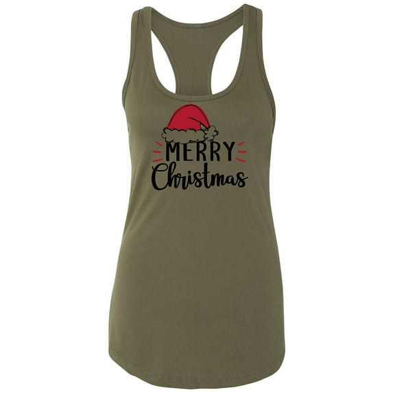 Merry Christmas Hat Racerback Tank