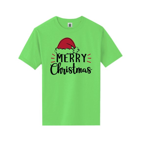 Merry Christmas Hat Short Sleeve Neon T-Shirt