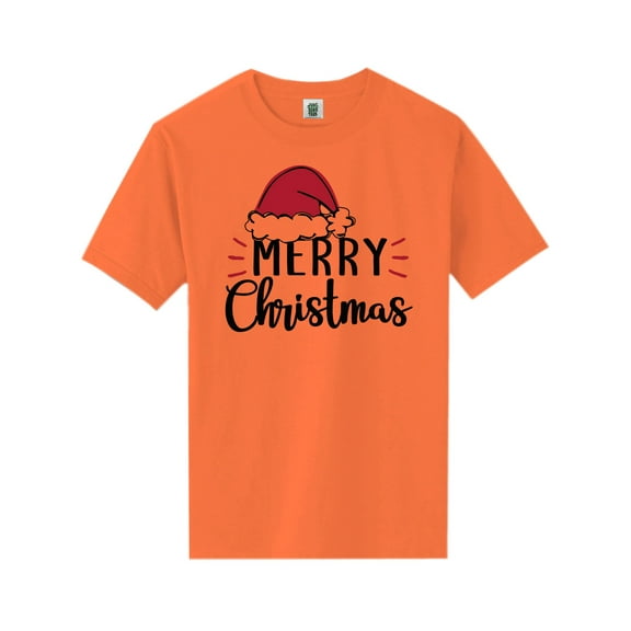 Merry Christmas Hat Short Sleeve Neon T-Shirt