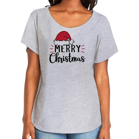 Merry Christmas Hat Womens Dolman Tee