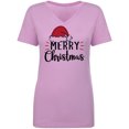 thumbnail image 1 of Merry Christmas Hat Womens V-Neck T-Shirt, 1 of 3