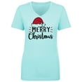 thumbnail image 1 of Merry Christmas Hat Womens V-Neck T-Shirt, 1 of 3