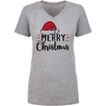 thumbnail image 1 of Merry Christmas Hat Womens V-Neck T-Shirt, 1 of 3