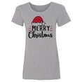 thumbnail image 1 of Merry Christmas Hat Womens crewneck tee, 1 of 2