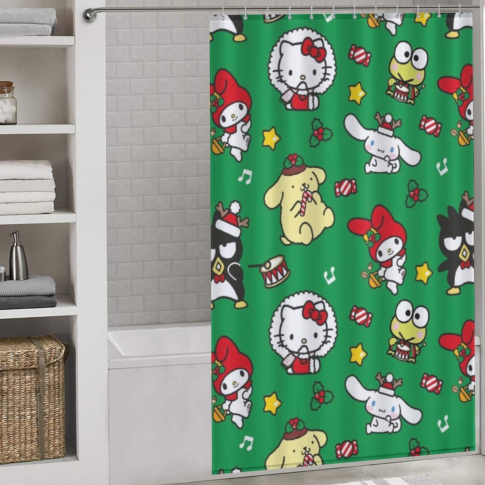 Merry Christmas Hello Kitty Shower Curtains for Bathroom,Shower Curtain ...