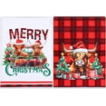 thumbnail image 1 of Merry Christmas Highland Cow Kitchen Towels - Absorbent Dish Hand Tea Buffalo Check Towels, Western Theme Cooking Baking Kitchen Bathroom Dining Room Decoration Red Green White Set of 2, 1 of 6