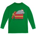 thumbnail image 1 of Merry Christmas Hippo Hippopotamus Cute Youth Long Sleeve T Shirt Green YLG, 1 of 1