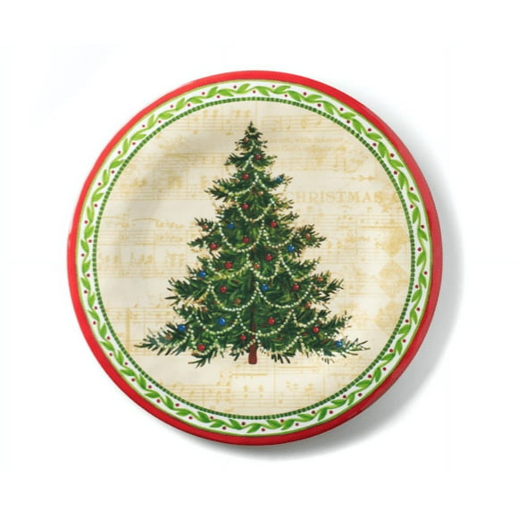 Merry Christmas Holiday Gift Salad Plates Set of 4 Indoor Outdoor Made of Bamboo Eco-friendly Dishwasher Safe Sally Eckman Roberts Sustainable Biodegradable