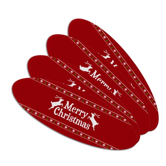 Merry Christmas Holiday Reindeer Double-Sided Oval Nail File Emery Board Set 4 Pack