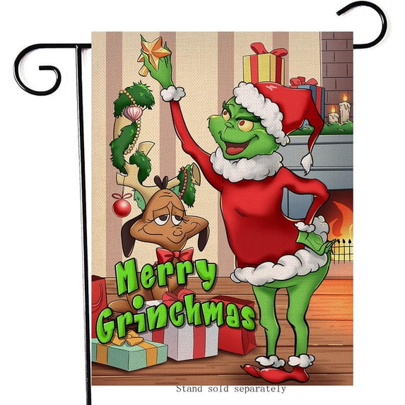 Merry Christmas Home Decorative Garden Flag Christmas Max Dog, Xmas Gifts House Yard Santa Fireplace Outside Decor, Winter Holiday Farmhouse Outdoor Small Decoration Double Sided 12 x 18