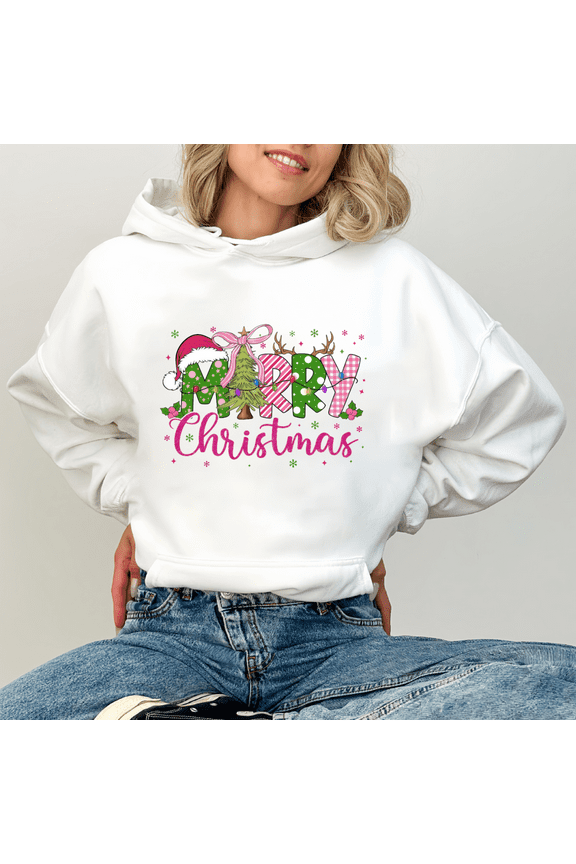 Merry Christmas Hoodie Holiday Graphic Pullover Sweatshirt S-3XL
