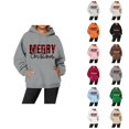 thumbnail image 1 of Merry Christmas Hoodies for Women 2025 Fall Winter Long Sleeve Graphic Hooded Sweatshirt with Pockets Pullover Tops, 1 of 7