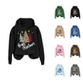 thumbnail image 1 of Merry Christmas Hoodies for Women 2025 Long Sleeve Holiday Graphic Hooded Sweatshirt Pullover Tops, 1 of 6