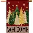 thumbnail image 1 of Merry Christmas House Flag, Christmas Trees Flag 28x40 Double Sided Red Outdoor Decorations, Winter Trees Holiday Decor Welcome Burlap House Flag Rustic Outdoor Farmhouse Xmas for Porch, 1 of 6