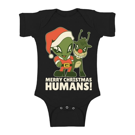 Merry Christmas Humans Bodysuit Short Sleeve Xmas T-Shirt for Baby Boys Baby Girls Kids Santa One Piece Top