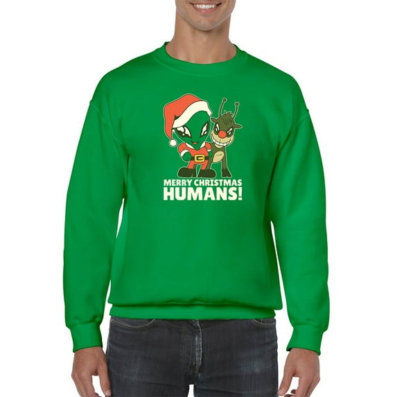 Merry Christmas Humans! Men Sweatshirt, Male Medium