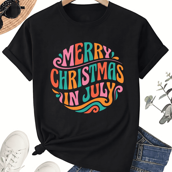 Merry Christmas In July Unisex T-Shirt, Fun Holiday Sunshine Graphic Tee