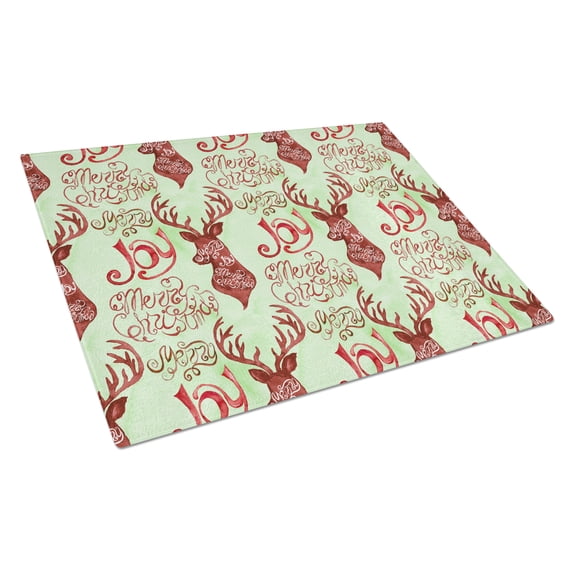Merry Christmas Joy Reindeer Glass Cutting Board Large