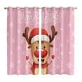 thumbnail image 1 of Merry Christmas Kitchen Curtains 84 Inch Length, Pink Winter Xmas Hat Deer Snowflake Grommet Top Bedroom Living Room Curtains, Light Filtering Cafe Curtain Drapes 2 Panels Set 104''x84'', 1 of 9