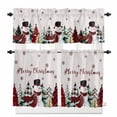 thumbnail image 1 of Merry Christmas Kitchen Curtains and Valances Set, Christmas Snowman Snowflake Tree Red Plaids Linen Rod Pocket Window Valance Window Curtain Panels for Living Room Bedroom, 27.5x36in, 3 Pieces, 1 of 7
