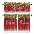 thumbnail image 1 of Merry Christmas Kitchen Curtains and Valances Set, Colored Ball Winter Snowflake Pine Branch Red Rod Pocket Window Valance Window Curtain Panels for Living Room Bedroom Laundry, 27.5x36in, 3 Pieces, 1 of 7