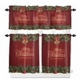thumbnail image 1 of Merry Christmas Kitchen Curtains and Valances Set, Modern Ball Pine Branch Ribbon Rod Pocket Window Valance 18 Inch Window Curtain Panels for Living Room Bedroom Laundry, 27.5x24in, 3 Pieces, 1 of 7