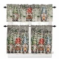 thumbnail image 1 of Merry Christmas Kitchen Curtains and Valances Set, Retro Red Blue Yellow Gnome Snow Tree Rod Pocket Window Valance 18 Inch Window Curtain Panels for Living Room Bedroom Laundry, 27.5x36in, 3 Pieces, 1 of 7