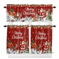 thumbnail image 1 of Merry Christmas Kitchen Curtains and Valances Set, Santa Claus Reindeer Snowing Xmas Star Red Rod Pocket Window Valance Window Curtain Panels for Living Room Bedroom Laundry, 27.5x36in, 3 Pieces, 1 of 7