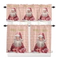 thumbnail image 1 of Merry Christmas Kitchen Curtains and Valances Set, Santa with Gift Rod Pocket Window Valance 18 Inch Window Curtain Panels for Living Room Bedroom Laundry, 27.5x24in, 3 Pieces, 1 of 7