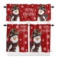 thumbnail image 1 of Merry Christmas Kitchen Curtains and Valances Set, Snowman Snowflakes Scarf Hat Winter Red Rod Pocket Window Valance 18 Inch Window Curtain Panels for Living Room Bedroom Laundry, 27.5x24in, 3 Pieces, 1 of 7