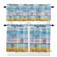thumbnail image 1 of Merry Christmas Kitchen Curtains and Valances Set, Washing Machine Clothes Blue Yellow Woodcuts Rod Pocket Window Valance Window Curtain Panels for Living Room Bedroom Laundry, 27.5x24in, 3 Pieces, 1 of 7