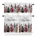 thumbnail image 1 of Merry Christmas Kitchen Curtains and Valances Set, Winter Snowflake Red Plaid Leopard Xmas Tree Rod Pocket Window Valance Window Curtain Panels for Living Room Bedroom Laundry, 27.5x24in, 3 Pieces, 1 of 7