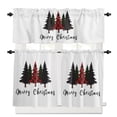 thumbnail image 1 of Merry Christmas Kitchen Curtains and Valances Set, Xmas Tree Winter Red Buffalo Plaid Rod Pocket Window Valance 18 Inch Window Curtain Panels for Living Room Bedroom Laundry, 27.5x36in, 3 Pieces, 1 of 7