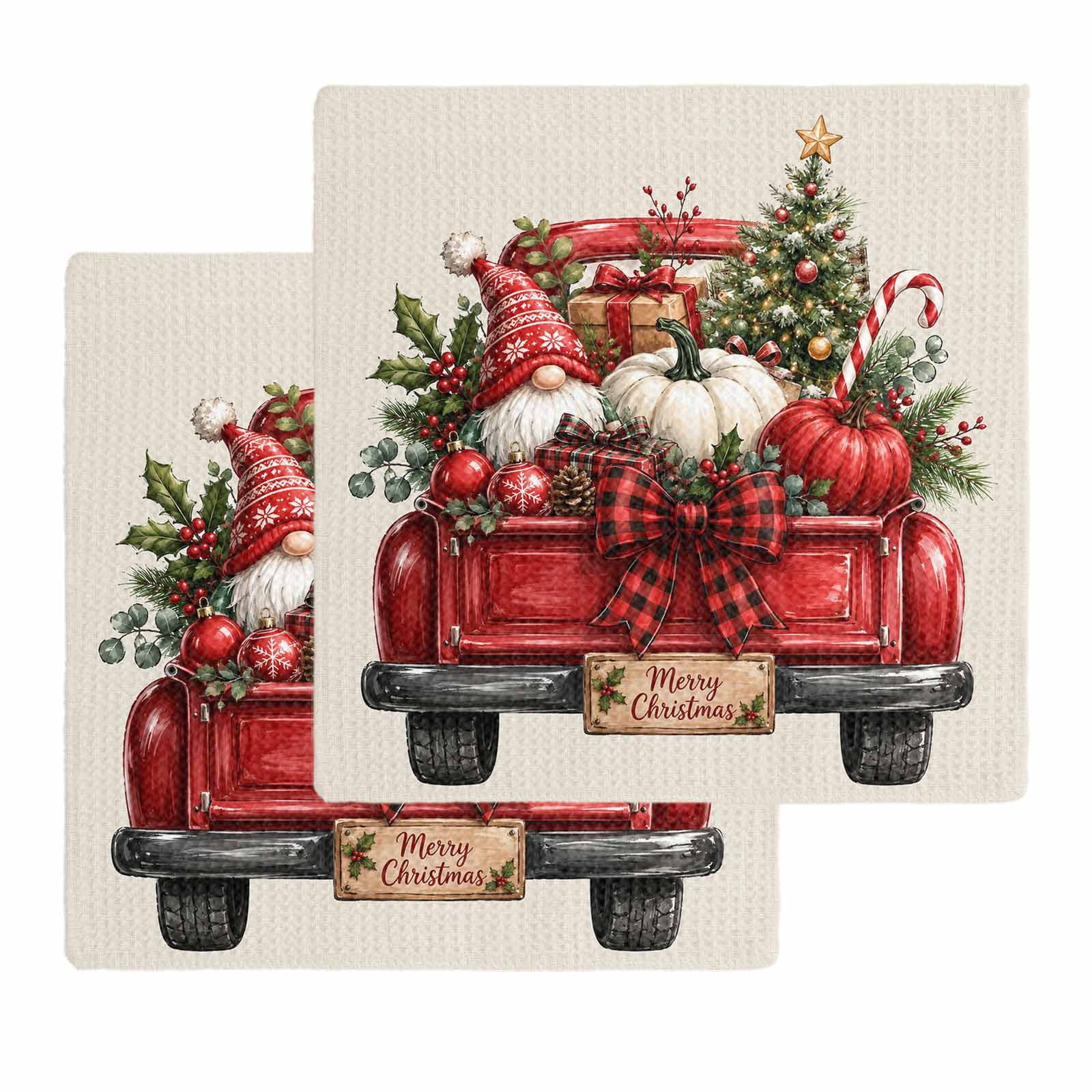 Winter Main Course Merry Christmas Kitchen Dish Towels for Drying Dishes Set of 2, Winter ...