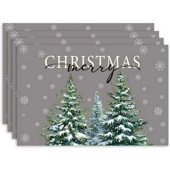 Merry Christmas Kitchen Placemats, Winter Place Mats Washable Placemats Set of 4, Christmas Table Mats Indoor for Dining Kitchen Home Decoration Table Setting Decor Outdoor -SD001